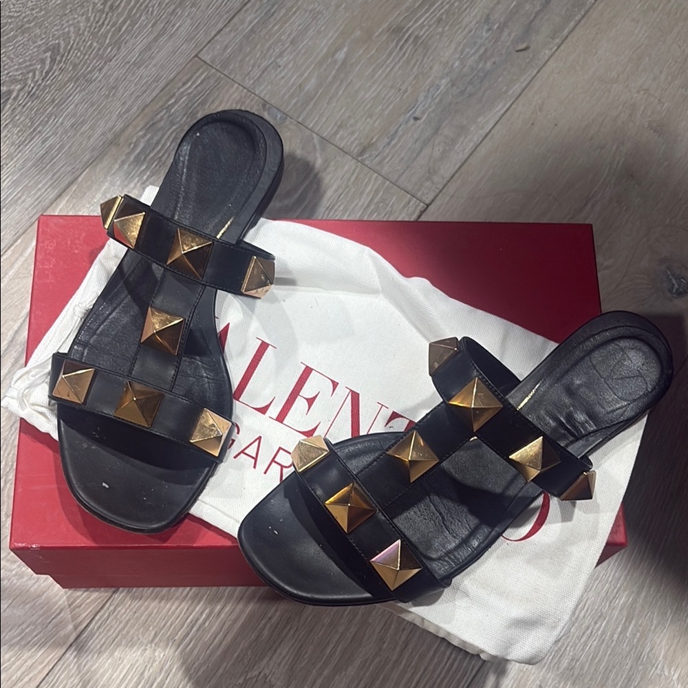 Black Studded Slide Sandals - Luxury Designer Style